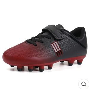 Brooman Kids Firm Ground Soccer Cleats Red and Black